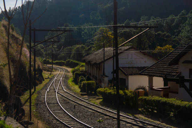 Railroad and old station Railroad in the Campos do Jordão regio, in São Paulo state, Brazil, close to the old train station that is the highest train station in Brazil, at about 1900m over sea level mantiqueira mountains stock pictures, royalty-free photos & images