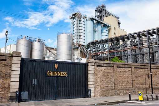 Dublin, Ireland - May 22, 2016. The St. James's Gate Guinness Brewery in Dublin the capital of Ireland. This is the original area of the Guinness Brewery dating back to 1759.