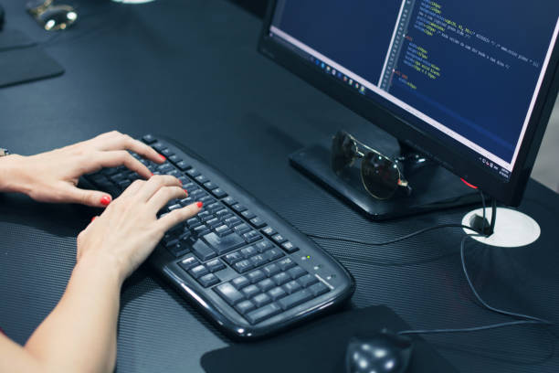 istock Hands of an office woman typing 644911516