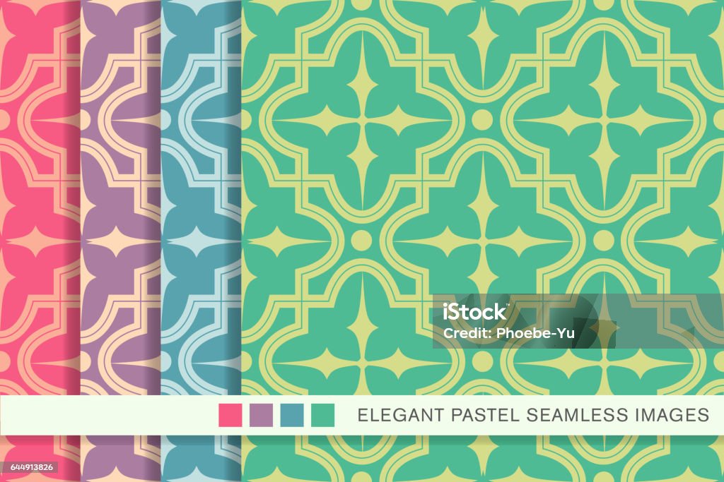 Pastel Rounded Square Seamless Pastel Background Set Cross Round Square Frame Stock ...