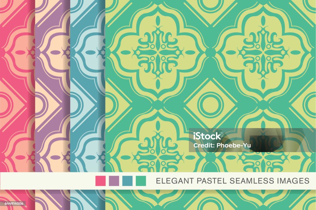 Pastel Rounded Square Seamless Pastel Background Set Square Round Geometry Stock Illustration ...