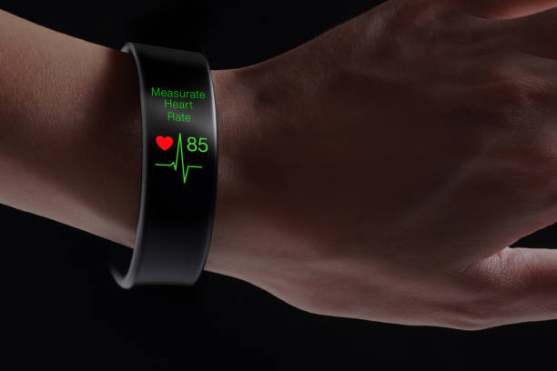 istock Measurate heart rate application with smart wristband. 644926208