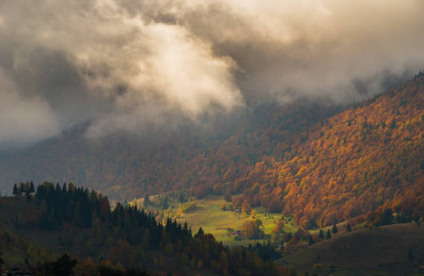 istock Autumn panorama in the mountains, in a remote rural area 644949180