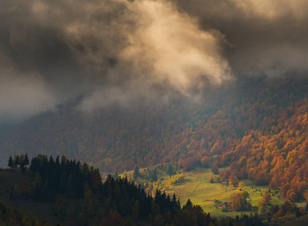 istock Autumn panorama in the mountains, in a remote rural area 644949280