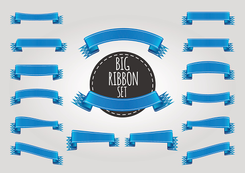 Big Ribbons Back Big Ribbon Set Stock Illustration - Download Image Now - Award, Badge ...