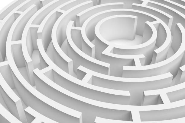 istock 3D rendering of the white round maze consruction approximated 644959096