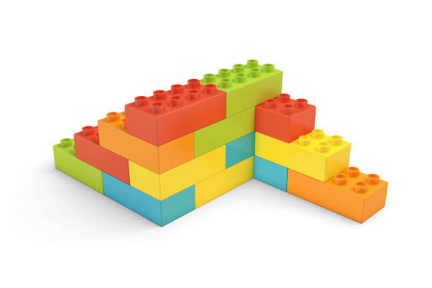 istock 3d rendering of multi-colored toy bricks making up two-sided stairs on white background 644959112