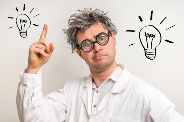 Photo of Crazy scientist got the great idea with bulb symbol