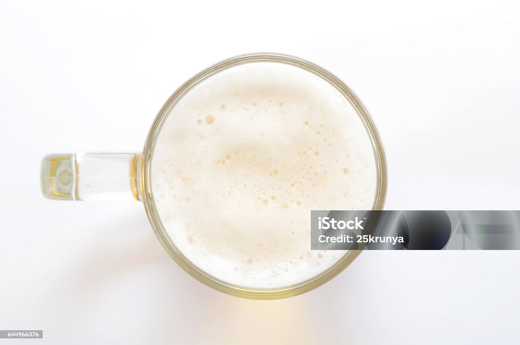 Top view on beer glass on white background Top - Garment Stock Photo