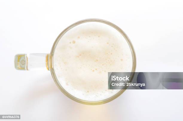 Top View On Beer Glass On White Background Stock Photo - Download Image Now - Top - Garment, Beer - Alcohol, Looking At View