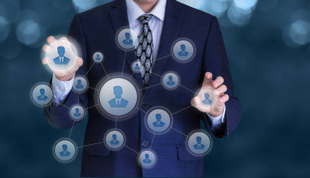 istock Businessman manage personnel in the network. 644969306