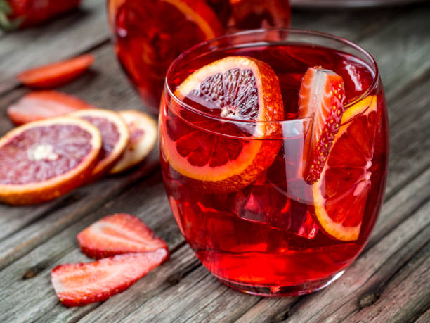 istock Blood orange strawberry rum punch 644969460