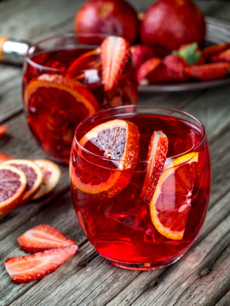 Blood orange strawberry rum punch