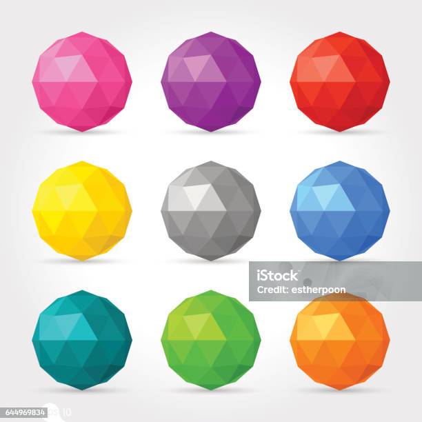 Set Of Low Poly Abstract Sphere Vector Stock Illustration - Download ...