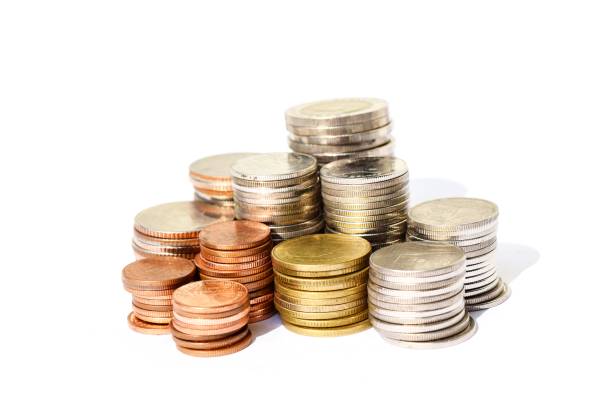 istock Many stacks of coins in various sizes and valued 644973028