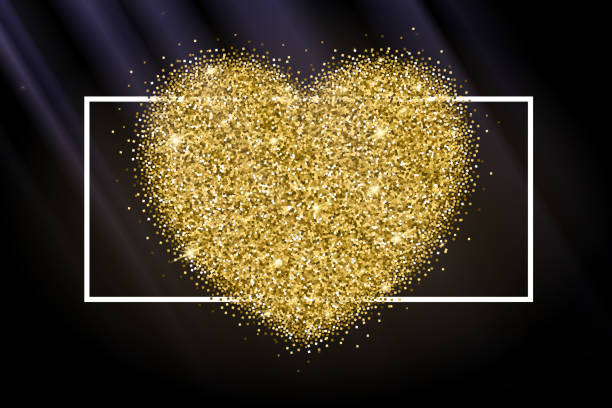 istock Icon of Heart with gold sparkles and glitter 644973450