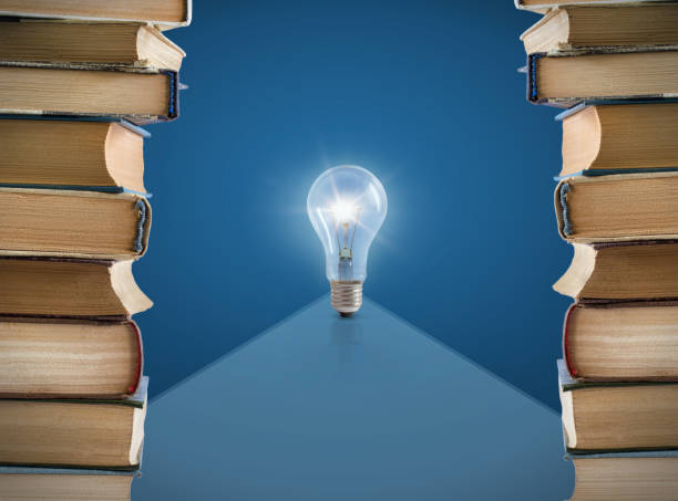 istock Concept with the knowledge from the books leads to a business idea. 644976662