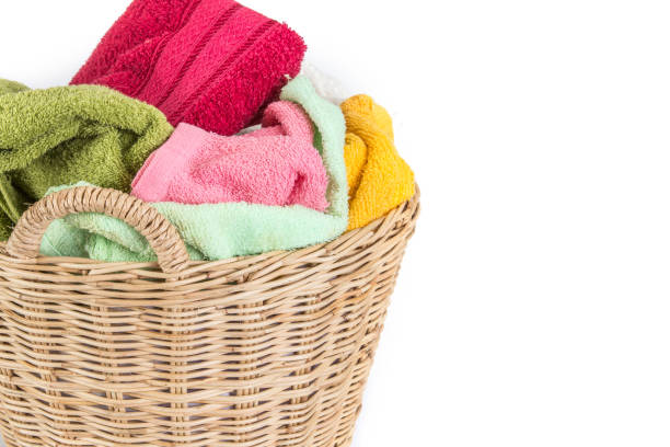 istock color mix  towel in wicker baskets on white background 644976736
