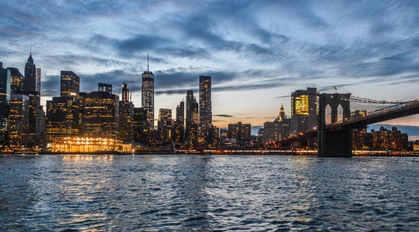 istock Beautiful New York City skyline at sunset 644980042