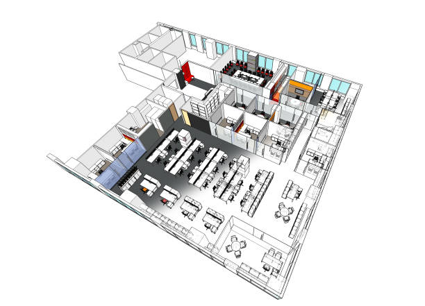 istock 3d illustrator isometric view of modern office design 644980170