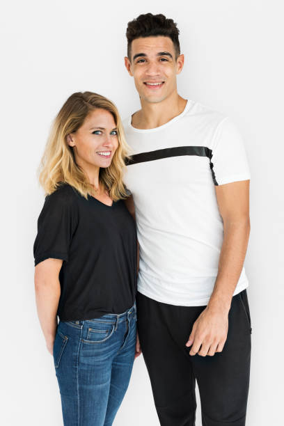 istock Couple Cheerful Studio Portrait Concept 644980196