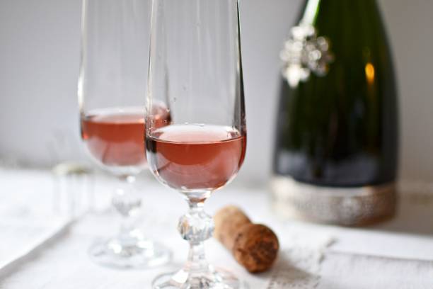 istock Rose champagne in flutes 644983398