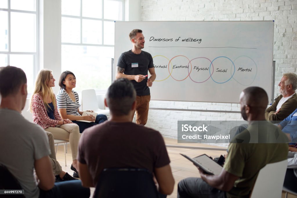 People Meeting Seminar Office Concept Wellbeing Stock Photo