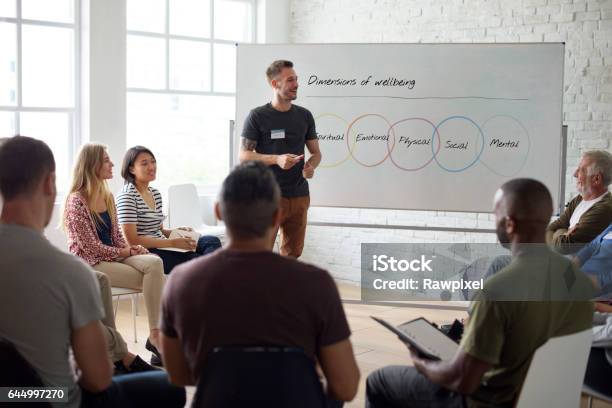 People Meeting Seminar Office Concept Stock Photo - Download Image Now - Wellbeing, Focus Group, Community