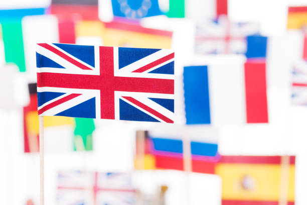 istock Flag of Britain against EU member-states flags 645001374