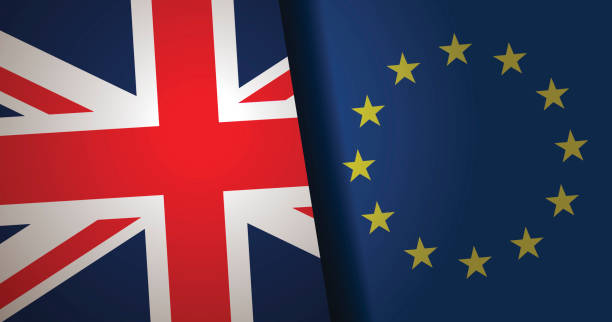 istock United Kingdom and European Union Flag background 645001648