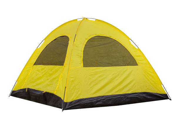 istock Tent yellow on a white background. 645008892