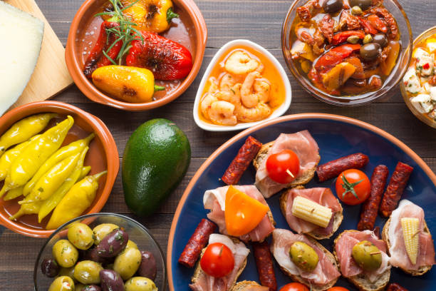 istock Top view of spanish tapas starters 645011486
