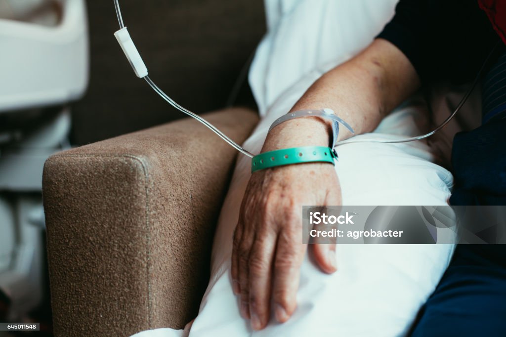 Old man patient Old man patient hand in hospital Cancer Cell Stock Photo
