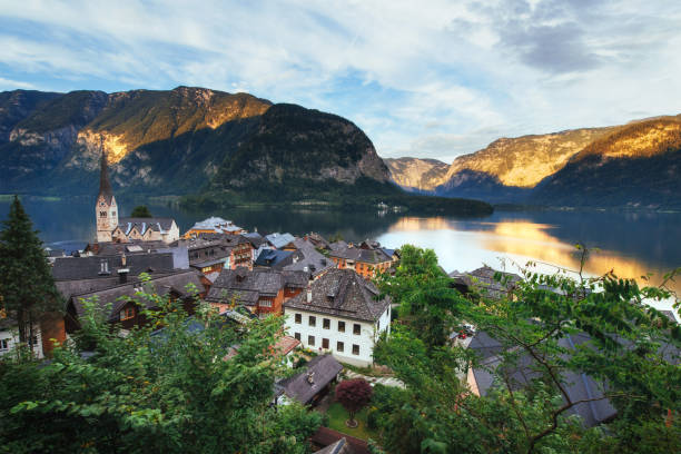 istock View from height on Hallstatt town between the mountains 645014364