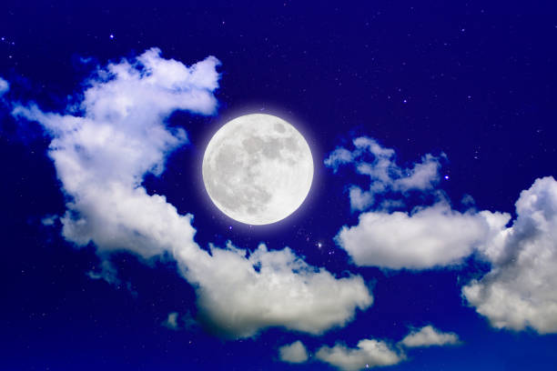 istock Romantic night.full moon in space over stars with cloudscape background. 645014518