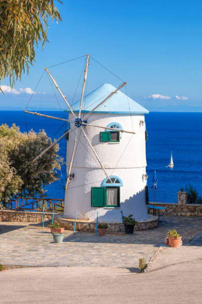 istock Old windmill on Skinari, Zakynthos island, Greece 645016270