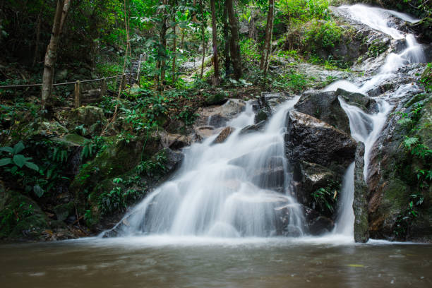 istock Waterfall in a lush rainforest. at Chiang Mai, Thailand. 645019230