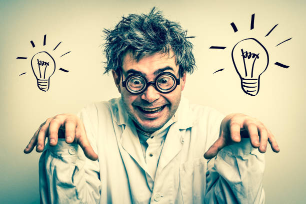istock Crazy scientist with glasses and grey hair 645027088