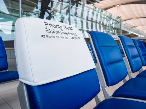 istock Priority seats row Airport Public Facility 645034338