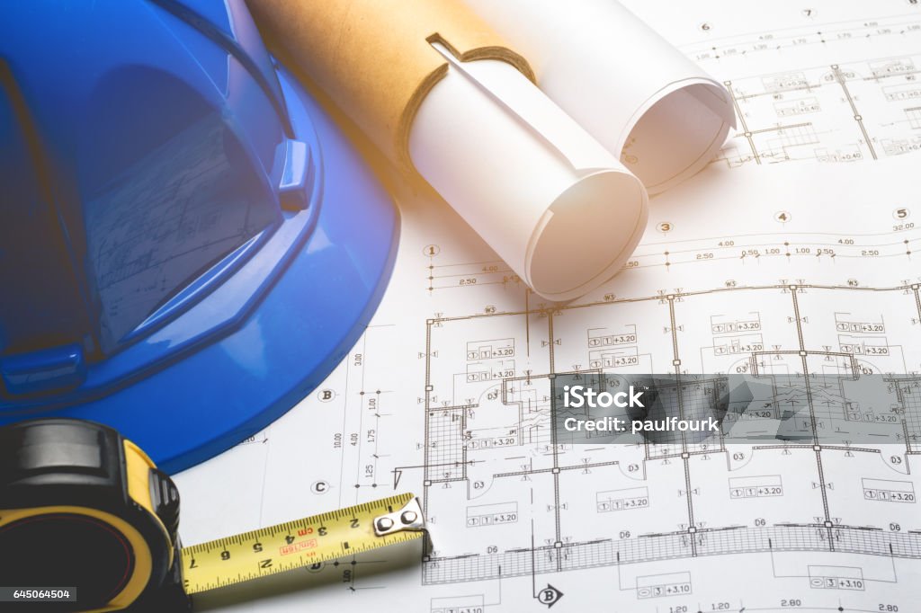 technische Diagramm Blaupause Papier Ausarbeitung Projekt Skizze - Lizenzfrei Elektrizität Stock-Foto