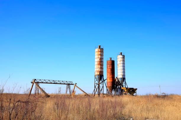 istock Concrete mixing tower. Concept of on-site construction facility 645068048