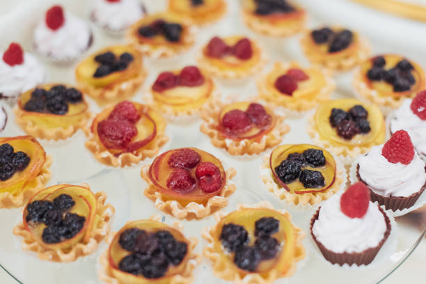 istock Fine dishes on the buffet table wedding 645068438