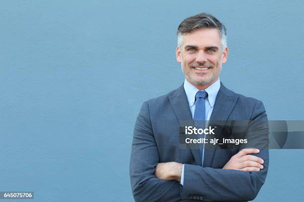 Mature Businessman Smiling Wearing Classic Suit Stock Photo - Download Image Now - Men, CFO, Businessman