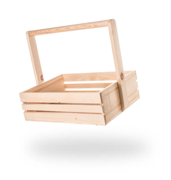 istock Vintage Wooden Empty crate isolated on White Background. 645084408