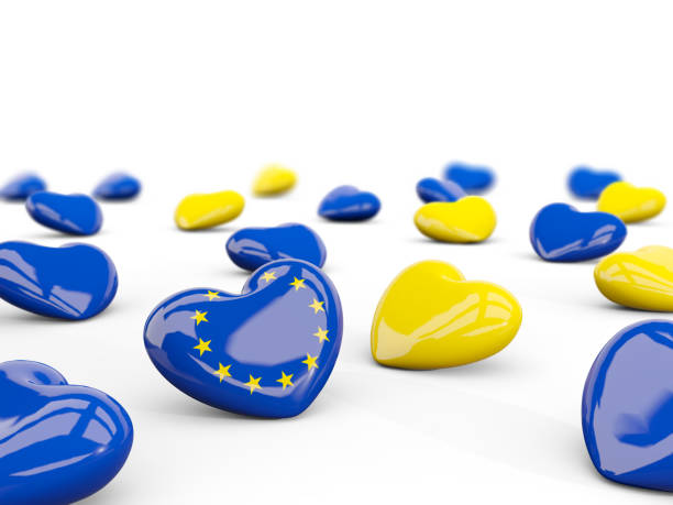 istock Heart with flag of european union isolated on white 645084942