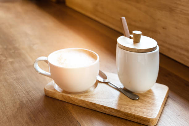 istock warm vintage concept : empty hot cappuccino coffee cup 645089376
