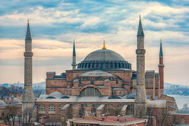 Hagia Sophia Elevated View An image of the impressive hagia sophia mosque situated in the turkish city of istanbul. byzantine photos stock pictures, royalty-free photos & images