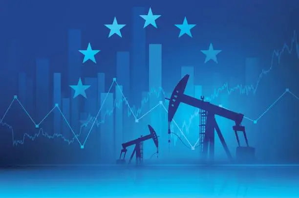 Vector illustration of Financial background - oil derricks