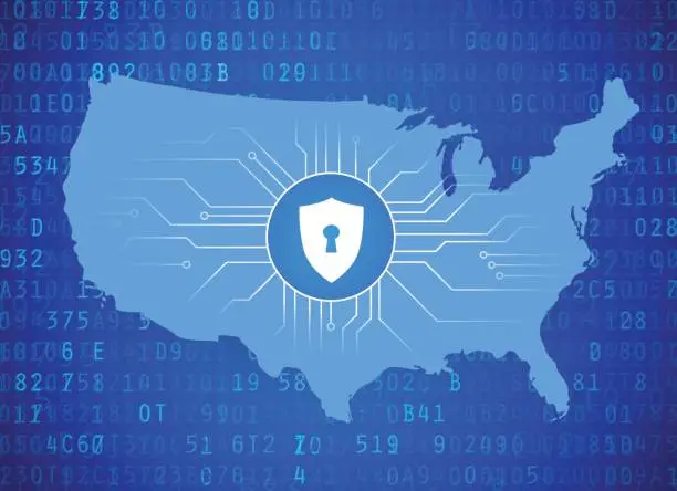 Vector illustration of American map - cybersecurity