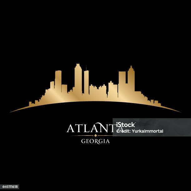 Atlanta Georgia City Skyline Silhouette Stock Illustration - Download Image Now - Atlanta - Georgia, Urban Skyline, Georgia - US State